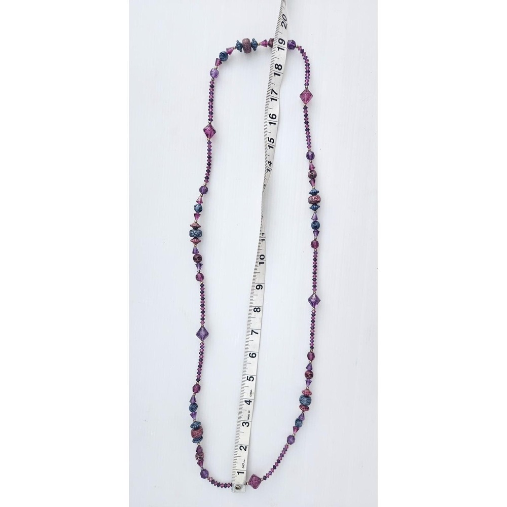 Vintage Purple Acrylic Beaded Necklace 19 In Statement Boho Style